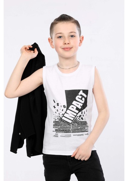 Erkek Çocuk Katlanabilir Uzun Kollu Gömlek ve Baskılı Kolsuz Tişört 2 Li Üst Takım MRN3101516VF modelleri