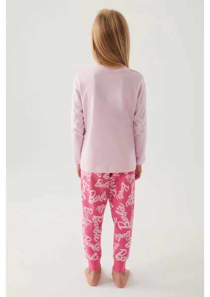 Barbie L1766-3 Kız Çocuk Uzun Kol Pijama Takımı