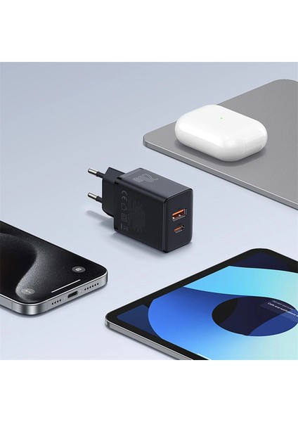 Cube Type-C + USB Girişli U+C 20W Hızlı Şarj Cihazı iPhone 15 14 13 12 11 Uyumlu Samsung ve Android Uyumlu Beyaz fiyatları