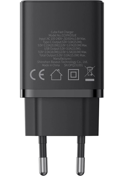 Cube Type-C + USB Girişli U+C 20W Hızlı Şarj Cihazı iPhone 15 14 13 12 11 Uyumlu Samsung ve Android Uyumlu Beyaz fırsatları