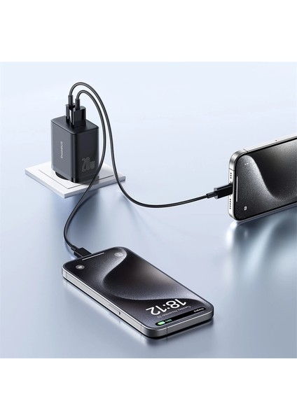 Cube Type-C + USB Girişli U+C 20W Hızlı Şarj Cihazı iPhone 15 14 13 12 11 Uyumlu Samsung ve Android Uyumlu Beyaz indirimleri