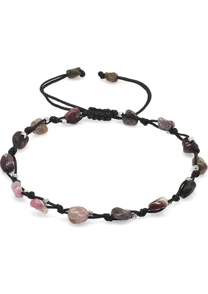 Makrome Örgülü Naturel Kesim Dorika Top Detaylı Turmalin Doğaltaş Erkek Bileklik modelleri