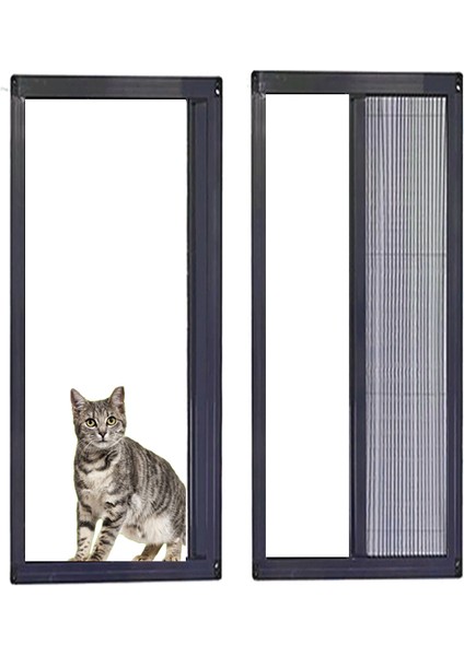 Akordeon Pilise Yırtılmaz Ped Kedi Tüllü Kapı Sineklik Antrasit (90X210) Istenilen Ölçüde