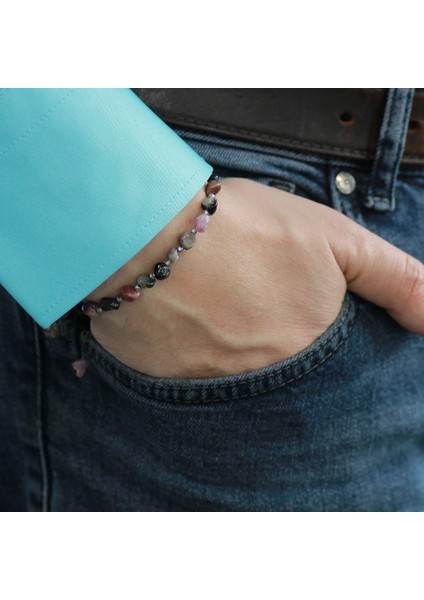 Makrome Örgülü Naturel Kesim Turmalin Doğaltaş Erkek Bileklik fiyatları