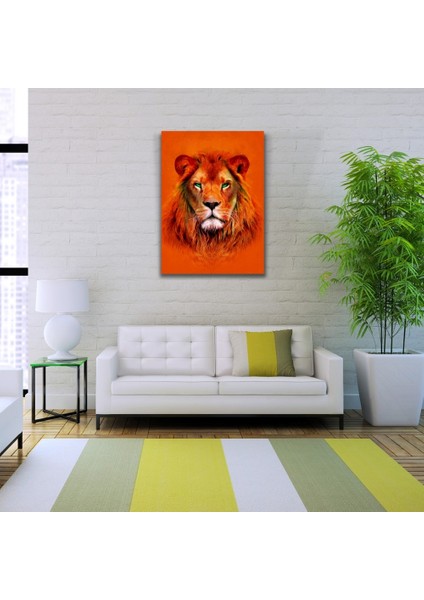Aslan , Turuncu Tonlarda Dekoratif Kanvas Tablo 50 x 70