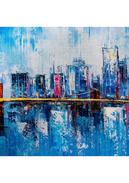 Gökdelenler ile köprünün yansıması Yağlıboya Kanvas Tablo 50 x 70