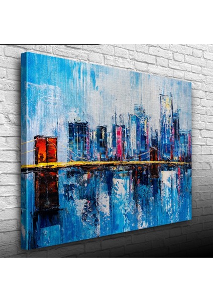Gökdelenler ile köprünün yansıması Yağlıboya Kanvas Tablo 50 x 70 fiyatları