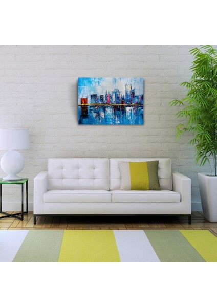 Gökdelenler ile köprünün yansıması Yağlıboya Kanvas Tablo 50 x 70 modelleri