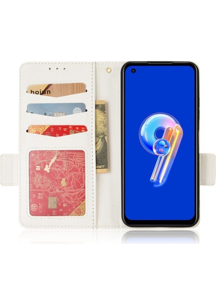 Asus Zenfone 9 Için Kılıf Pu Deri Kart Yuvaları Tutucu Manyetik Cüzdan Yan (Yurt Dışından)