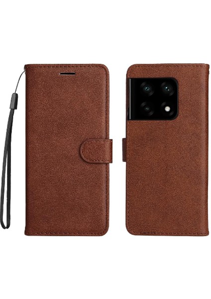 Oneplus 10 Için Flip Case Pro 5g Klasik Katı Renk Kart Yuvası ile Yüksek (Yurt Dışından)