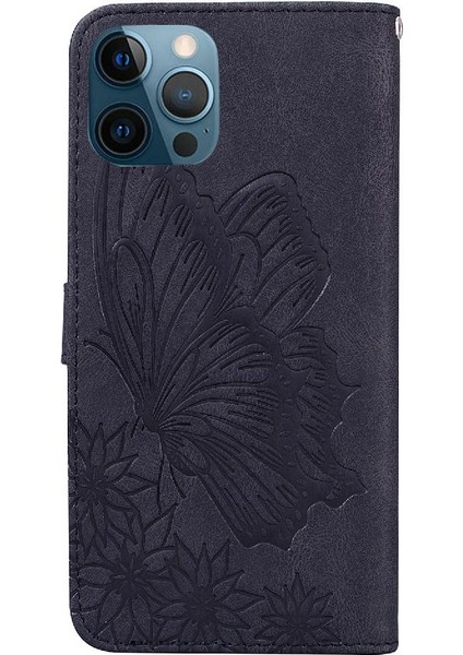 Iphone 12 Için Kılıf Pro Max Büyük Kelebek Flip Telefon Kılıfı Deri Cüzdan (Yurt Dışından)