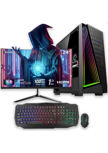 E-Vix Triton İ5-3470 16GB 256GB SSD Rx 580 8gb 24" Oyuncu Masaüstü Bilgisayarı