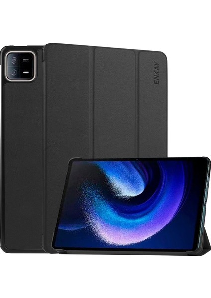 Xiaomi Pad 6 Için Üç Katlı Stand Tekeri Deri Kılıf (Yurt Dışından)