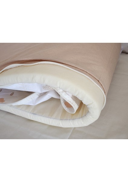 Babynest Dünyası 70X140 Beşik 4 Kenar Koruma Takımı Çift Yönlü ve Fermuarlı Astarlı Gök Kahve