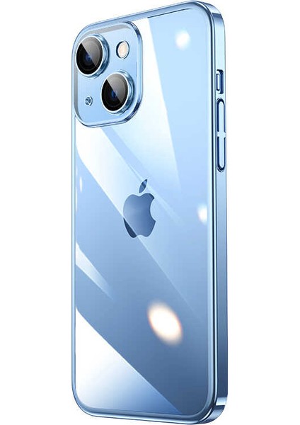 Apple iPhone 13 Uyumlu Sert Pc Renkli Çerçeveli Zore Riksos Kapak-Mavi