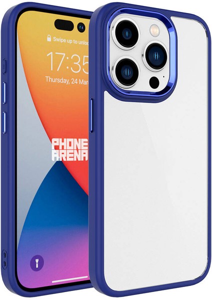 Apple iPhone 15 Pro Uyumlu Zore Krom Kapak-Lacivert