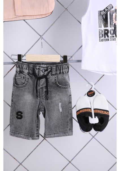 Babyhola Kısa Kol Gömlek Badi Pantolon Ayakkabı Erkek Çocuk Takım 4'lü Kombin 0745 indirimleri