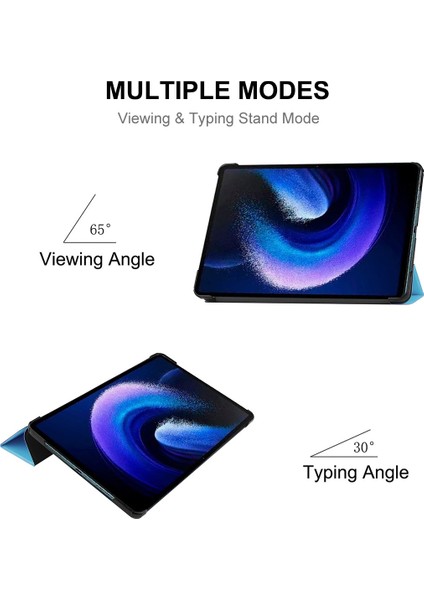 Xiaomi Pad 6 Için Üç Katlı Stand Tekeri Deri Kılıf (Yurt Dışından)