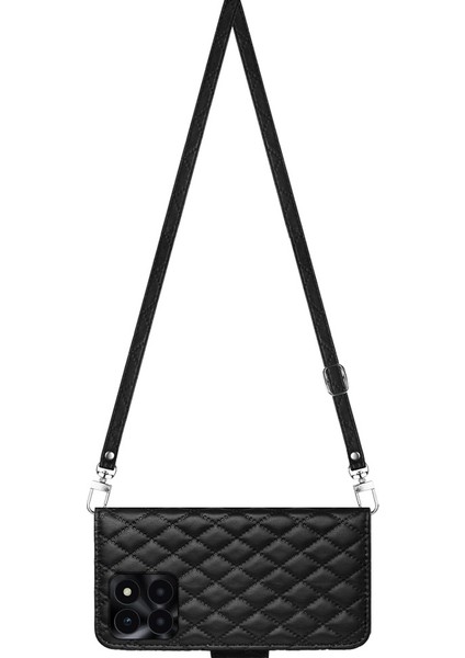 Honor X6A Için Crossbody Eşkenar Dörtgen Doku Pu Kılıf (Yurt Dışından) modelleri