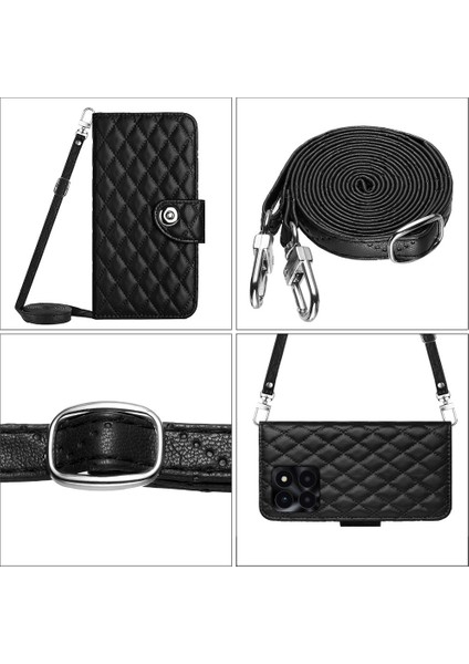 Honor X6A Için Crossbody Eşkenar Dörtgen Doku Pu Kılıf (Yurt Dışından) indirimleri