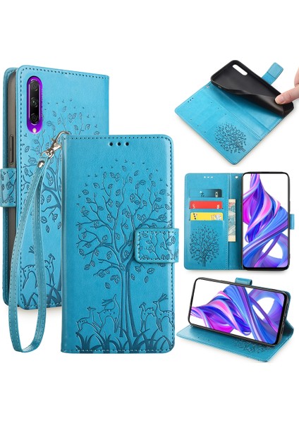 Honor 9x Pro Için Ağaç ve Geyik Kabartmalı Kılıf (Yurt Dışından)