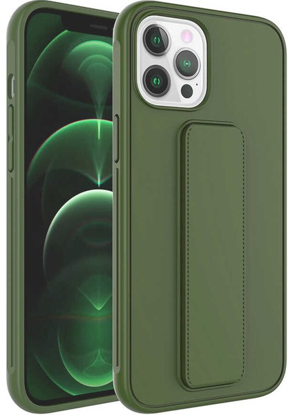 Apple iPhone 12 Pro Max Uyumlu Zore Qstand Kapak-Koyu Yeşil