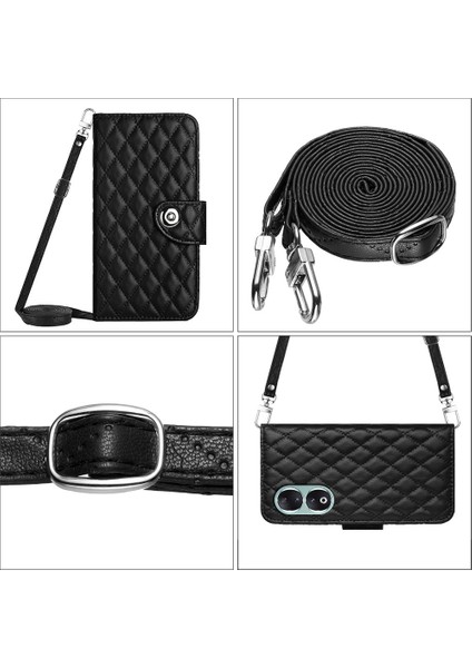 Honor 90 Için Crossbody Eşkenar Dörtgen Doku Pu Kılıf (Yurt Dışından)