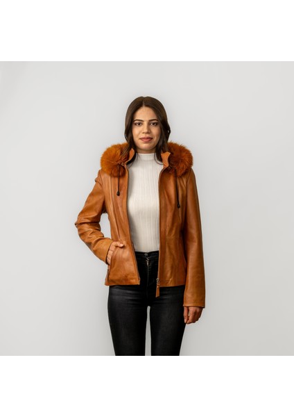 Antigua Tilki Kadın Deri Ceketi