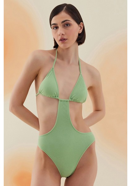 Mesquite Pistachio Green Terry Üçgen Asimetrik Mayo fiyatları