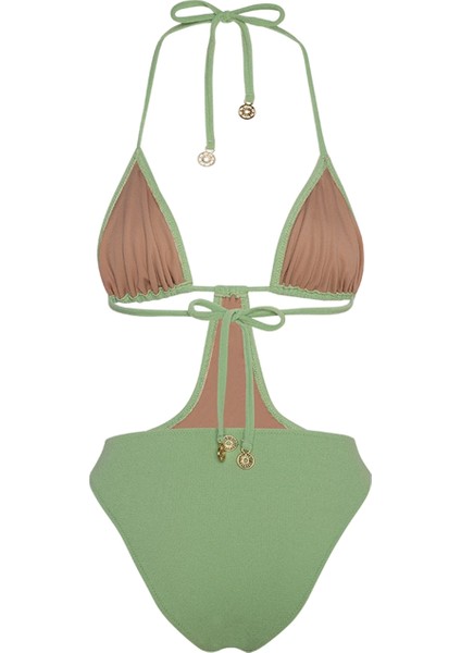 Mesquite Pistachio Green Terry Üçgen Asimetrik Mayo indirimleri