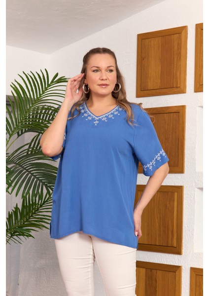Nakış Detaylı Büyük Beden Bluz modelleri
