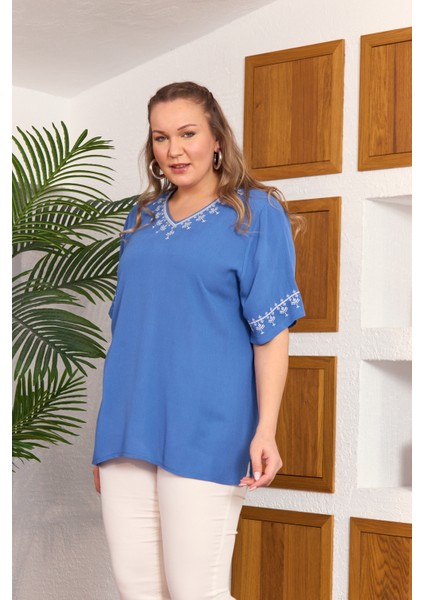 Nakış Detaylı Büyük Beden Bluz indirimleri