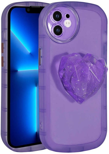Apple iPhone 12 Uyumlu Kamera Korumalı Pop Soketli Renkli Zore Ofro Kapak-Mor