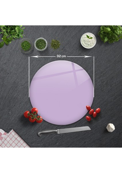 Düz Renk - Lila | Cam Kesme Tahtası - Cam Kesme Tablası | Çap 32cm fiyatları