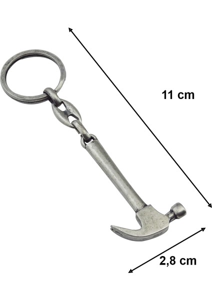 Oksit Renkli Metal Çatal Çekiç Anahtarlık 1 Adet fiyatları