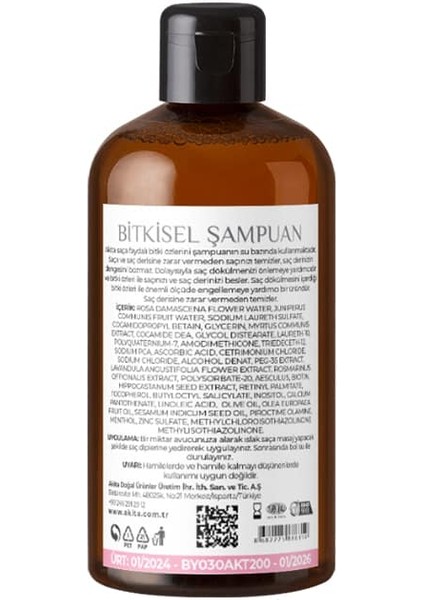 Bitkisel Şampuan Saç Dökülmesini Önleyici Gül 250mL fiyatları