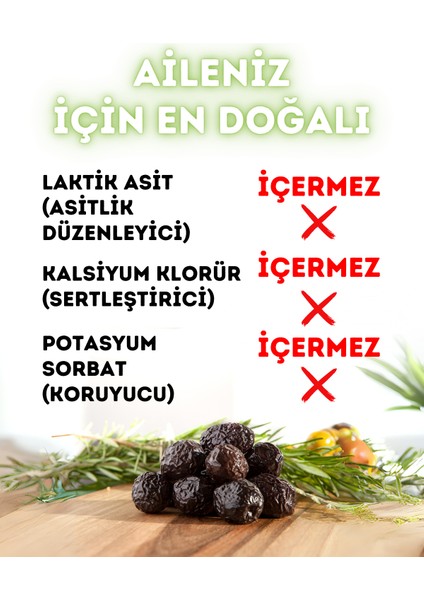 Doğal Gemlik Özel Siyah Zeytin 900 gr (261-290) M