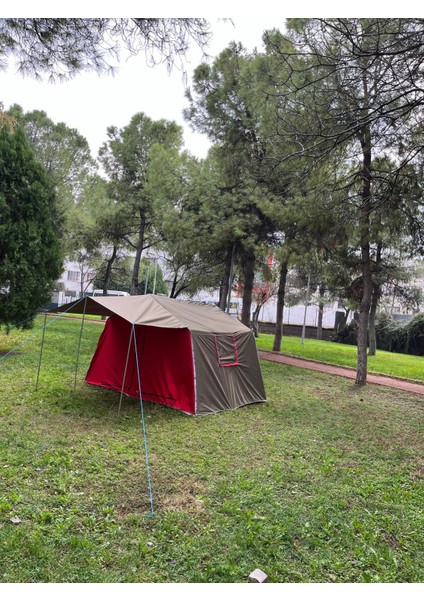 AÇIKLAMAYI MUTLAKA OKUYUN!!yamaç çadır Akalite Aile Tipi Kamp Çadırı Nefes Alabilen Su Geçirmez Kumaş(Haki Yeşil Kırmızı)