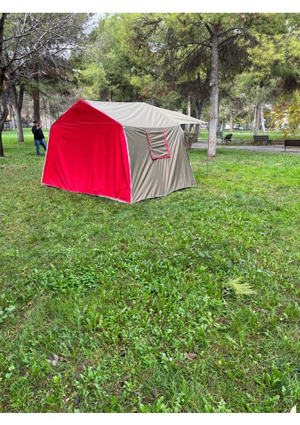 AÇIKLAMAYI MUTLAKA OKUYUN!!yamaç çadır Akalite Aile Tipi Kamp Çadırı Nefes Alabilen Su Geçirmez Kumaş(Haki Yeşil Kırmızı)