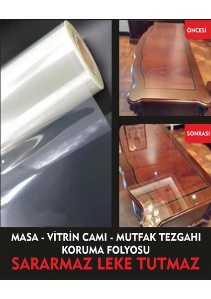 Mutfak Dolabı,mobilya,masa Yüzeyi Koruma Folyosu 76CMX3MT Ultra Parlak Şeffaf Kendinden Yapışkanlı