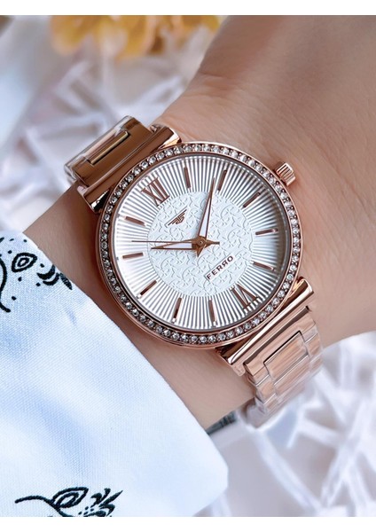 Rose Gold Renk 3 Atm Suya Dayanıklı Çelik Kordon Özel Tasarım Kadın Kol Saati BF2994AWT