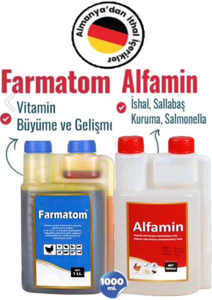 2'li Set Kuşlar Için Farmatom Vitamin + Alfamin Kuruma Seti [1l]