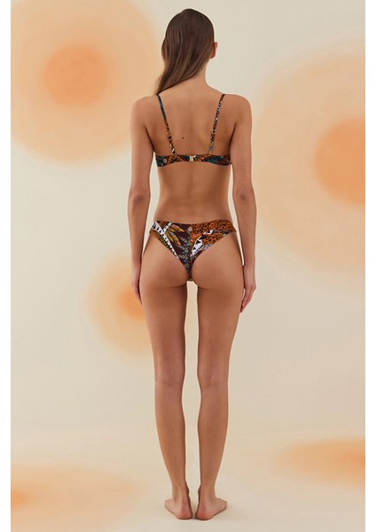 Dipinto Aztec Ethnic Pattern Aksesuarlı Balenli Kaplı Bikini Takımı modelleri