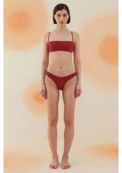 Yucca Burgundy Terry Askılı Atlet Bikini Takımı