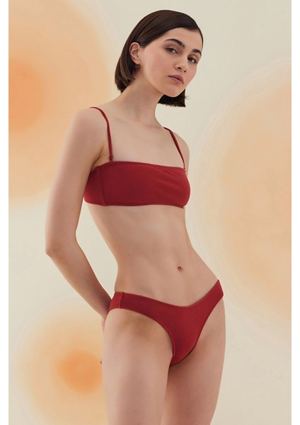 Yucca Burgundy Terry Askılı Atlet Bikini Takımı