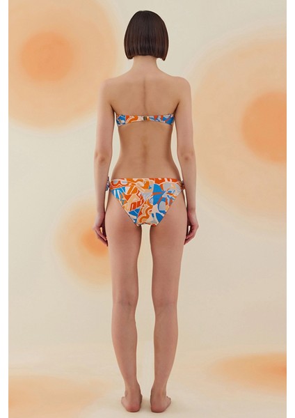 Tumble Abstract Floral Pattern Straplez Bağcıklı Bikini Takımı modelleri