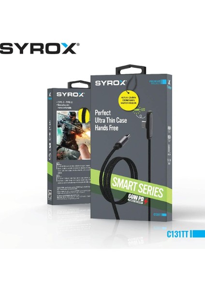 C131TT 60W Type-C Type-C 90 Derecelik Hasir Ledli Oyun Kablo Ultra Hizli Sarj & Data Kablosu modelleri