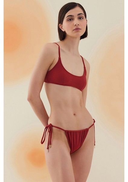 Blaze Burgundy Terry Kare Yaka Askılı Bikini Takımı fiyatları