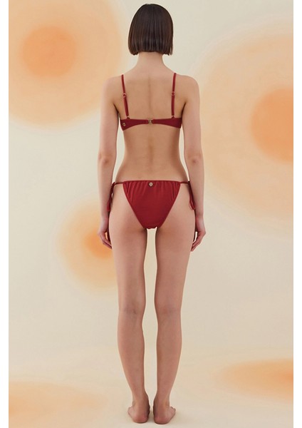 Blaze Burgundy Terry Kare Yaka Askılı Bikini Takımı modelleri