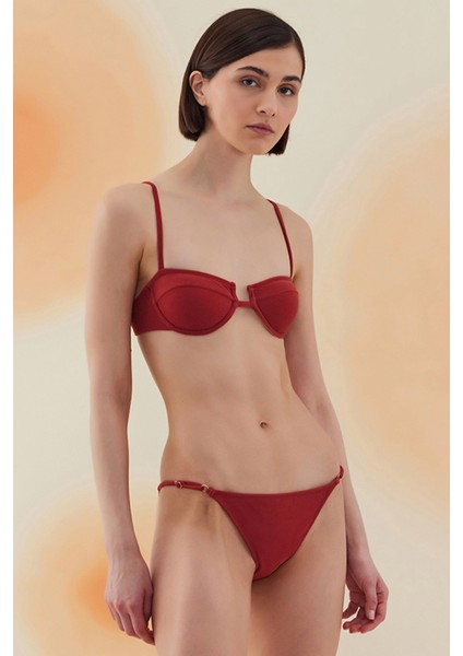 Acacia Burgundy Terry Kaplı Balenli Bikini Takımı